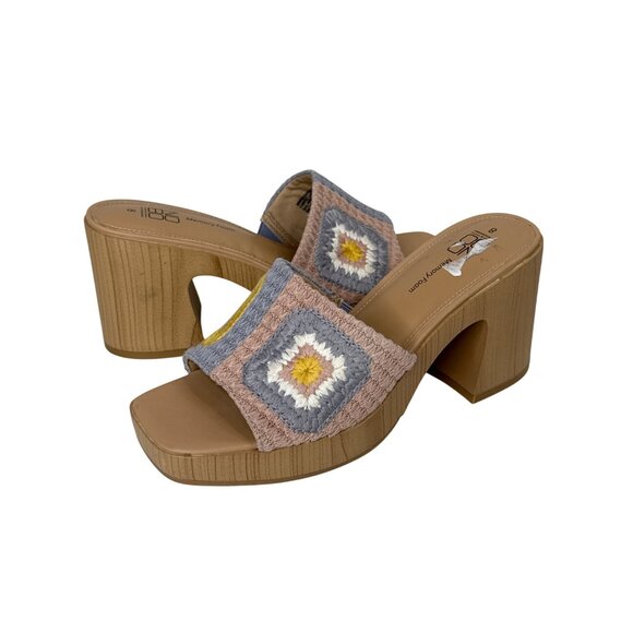 No Boundaries Crochet Knit Block Heel Sandals Women’s 8 Boho Cottagecore - Picture 1 of 12